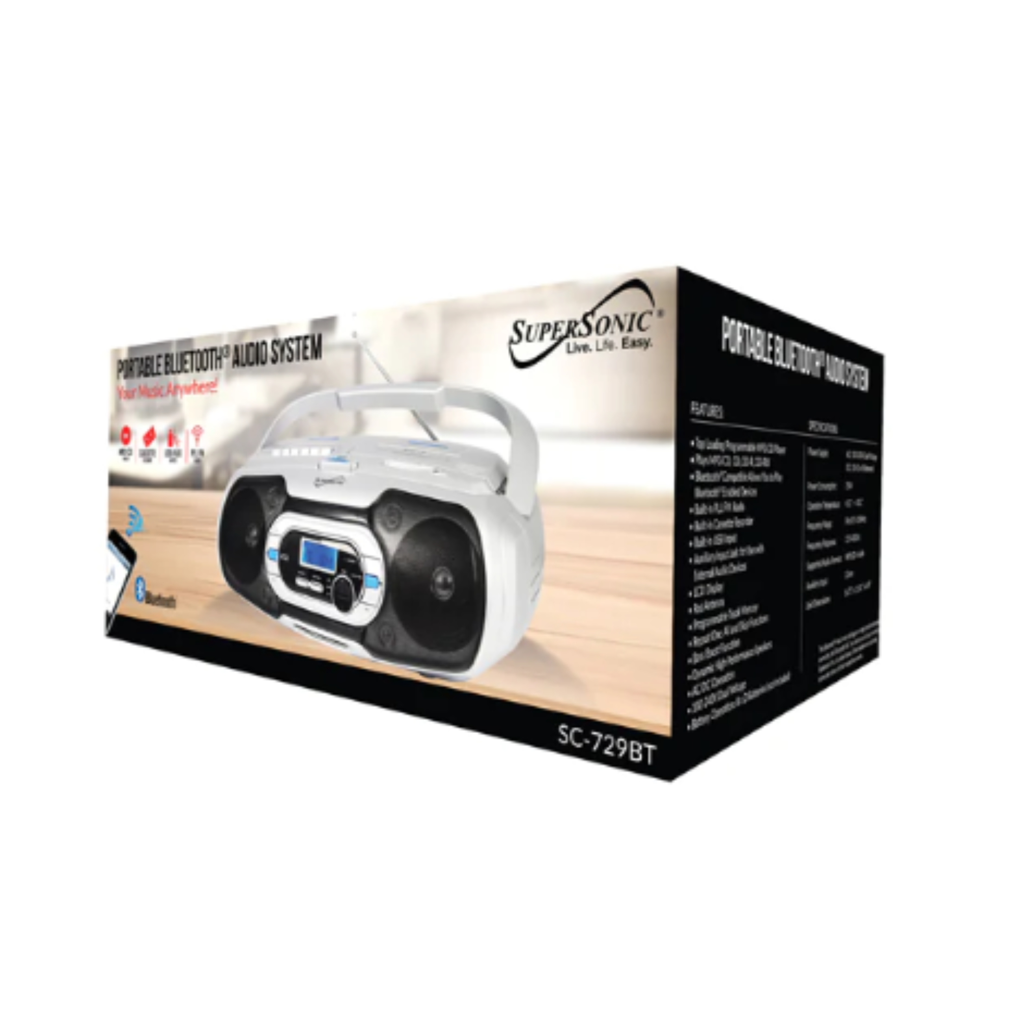 Supersonic Bluetooth Portable Audio System Jupiter Gear Home