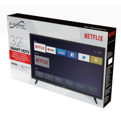 Supersonic 32" Smart HDTV 1080p Widescreen LED TV with USB &amp; HDMI Inputs (SC-3216STV) Jupiter Gear Home