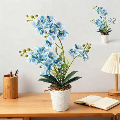 Vine Woven Stone Pot Simulation 21 Butterfly Orchid Potted Plants Feel Film Fake Flowers Office Decoration Ornaments Taj Home Store