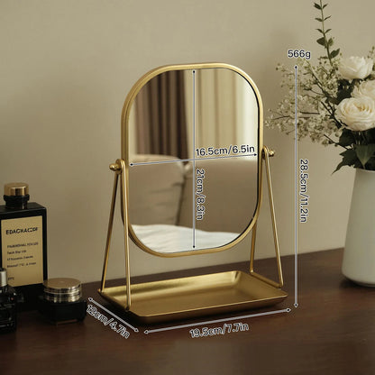 Rotating makeup mirror, light luxury style desktop with chassis, can store large makeup mirror, home dressing table mirror Taj Home Store
