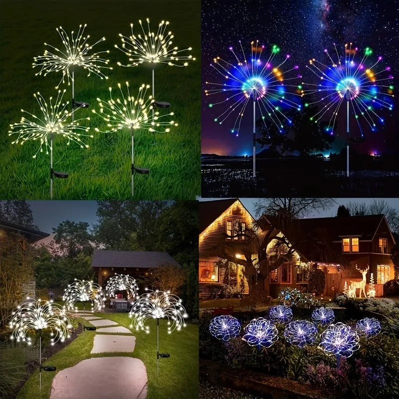 Outside Decorations Light Solar Lawn Light LED Garden Firework Dandelion Lights Sparkles Landscape Fairy Light Yard Patio Decor Taj Home Store