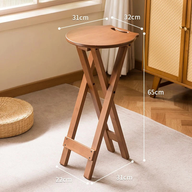 Retro style bamboo folding stool, household foldable round stool, foldable high stool, bar stool, restaurant dining stool Taj Home Store