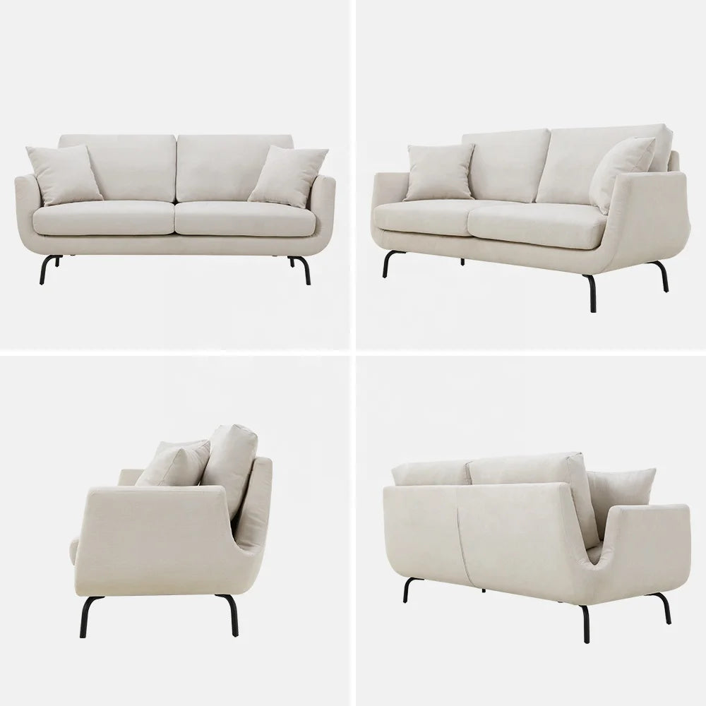 Furniture White Living Room 2 Seater Modern Nordic Scandinavian Upholstery Small Comfy High Quality Taj Home Store
