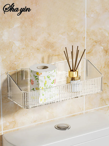 Bathroom Storage Rack Wall Mounted Toilet Washroom Washroom Washbasin Wall Organizing Storage Basket Taj Home Store