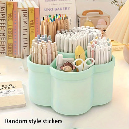 1pc 360 degree cute rotating pen holder, large capacity multifunctional desktop stationery storage box, stationery storage Taj Home Store