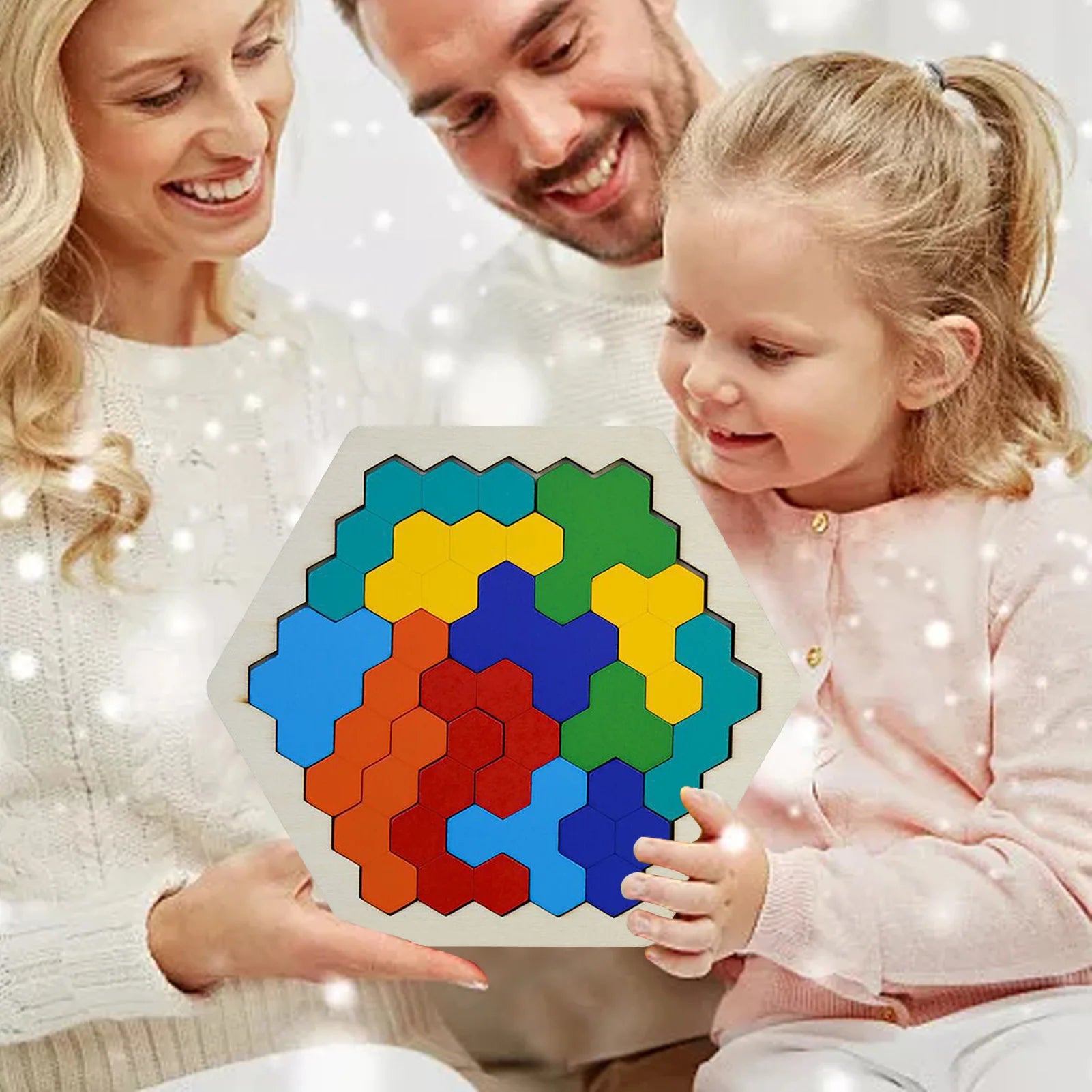 Hexagonal Wooden Geometric Shape Jigsaw Puzzles Chess Game Board Montessori Toys Brain Teaser Educational Intelligence Toys Taj Home Store