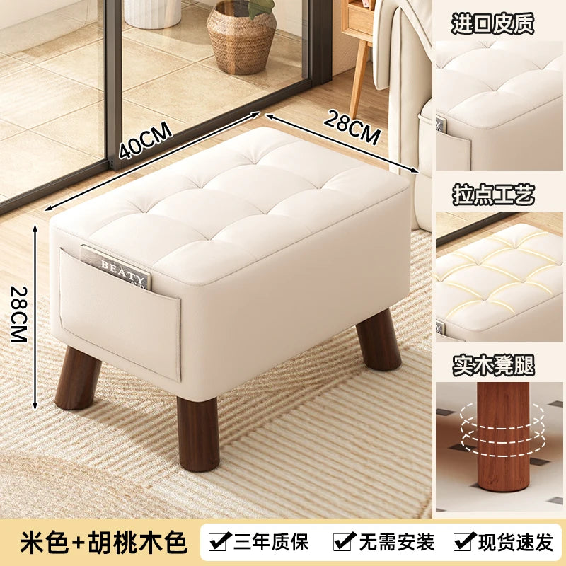 Home-use Small Stool, Living Room Minimalist Sofa Stool, Coffee Table Stool, Creative Leather Footstool, Square Stool, Small Taj Home Store