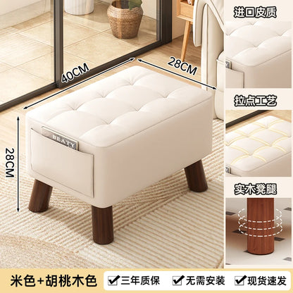 Home-use Small Stool, Living Room Minimalist Sofa Stool, Coffee Table Stool, Creative Leather Footstool, Square Stool, Small Taj Home Store