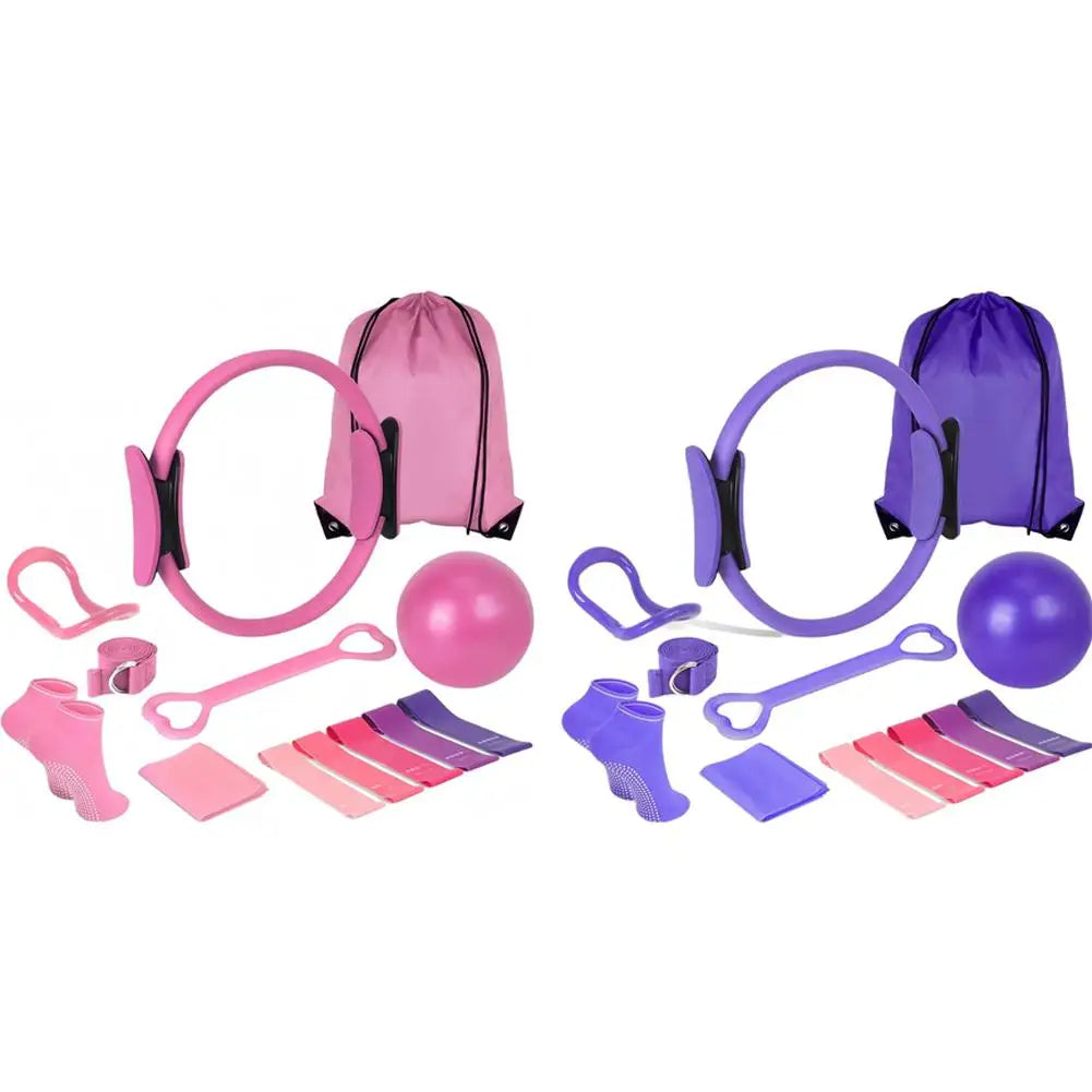 Pilates Ring Set 13 Pcs - Home Gym Equipment for Strength Training, Toning &amp; Stretching incl. Yoga Accessories - All Levels Taj Home Store