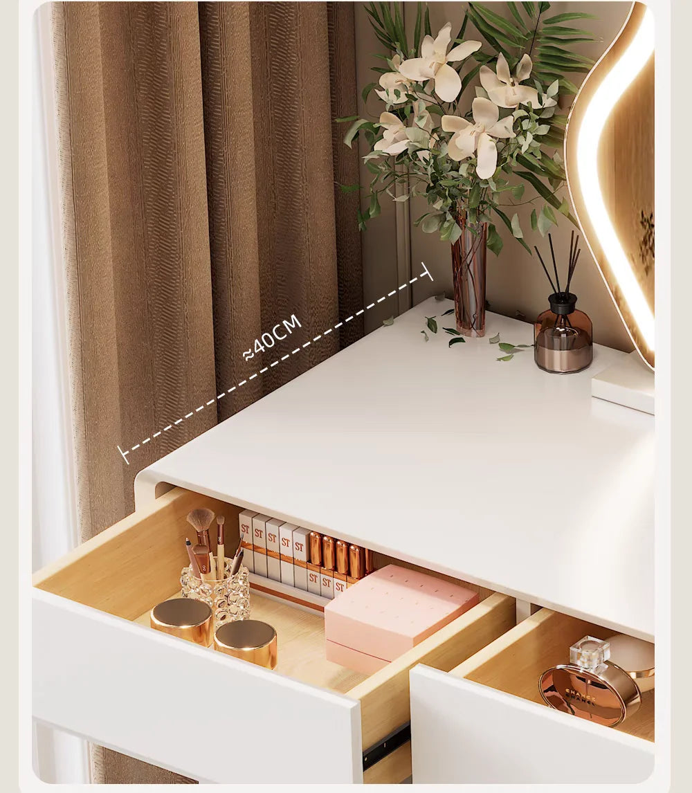 Bedroom Women Dressing Table Luxury Wood Storage Mirror Hairstyle Dressing Table Home White Muebles De Dormitorio Furniture Taj Home Store