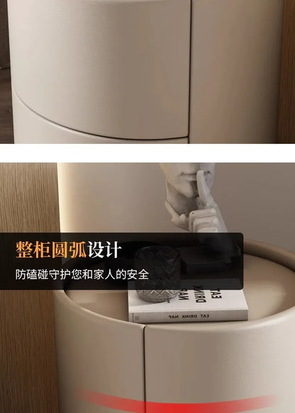 Home Living Room Sofa Side Cabinet, Creative Round Solid Wood Bedside Table, New Simple Modern Small Bedroom Storage Cabinet Taj Home Store