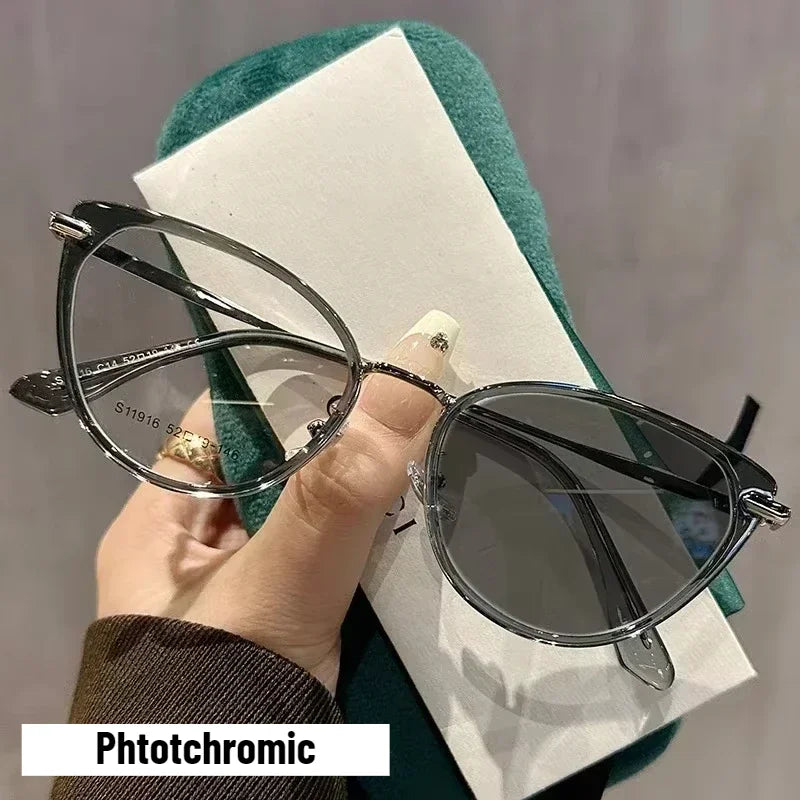 2025 Fashion Cat Eye Photochromic Myopia Glasses for Women Outdoor Color Changing UV Protection Sunglasses Near Sight Eyeglasses Taj Home Store