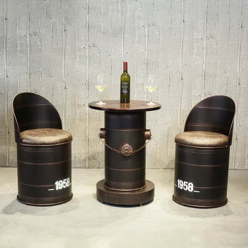 Retro Industrial Bar Stool with Heavy Duty Metal Frame &amp; Leather Bucket Seat,Vintage Style Home Bar Pub Furniture, Easy Assembly Taj Home Store