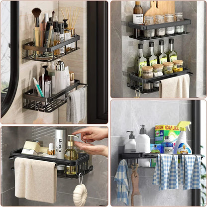 Bathroom Shelf Kitchen Storage Organizer Aluminum Alloy Shampoo Rack Shower Shelf Bathroom Accessories No Drill Shelf Taj Home Store