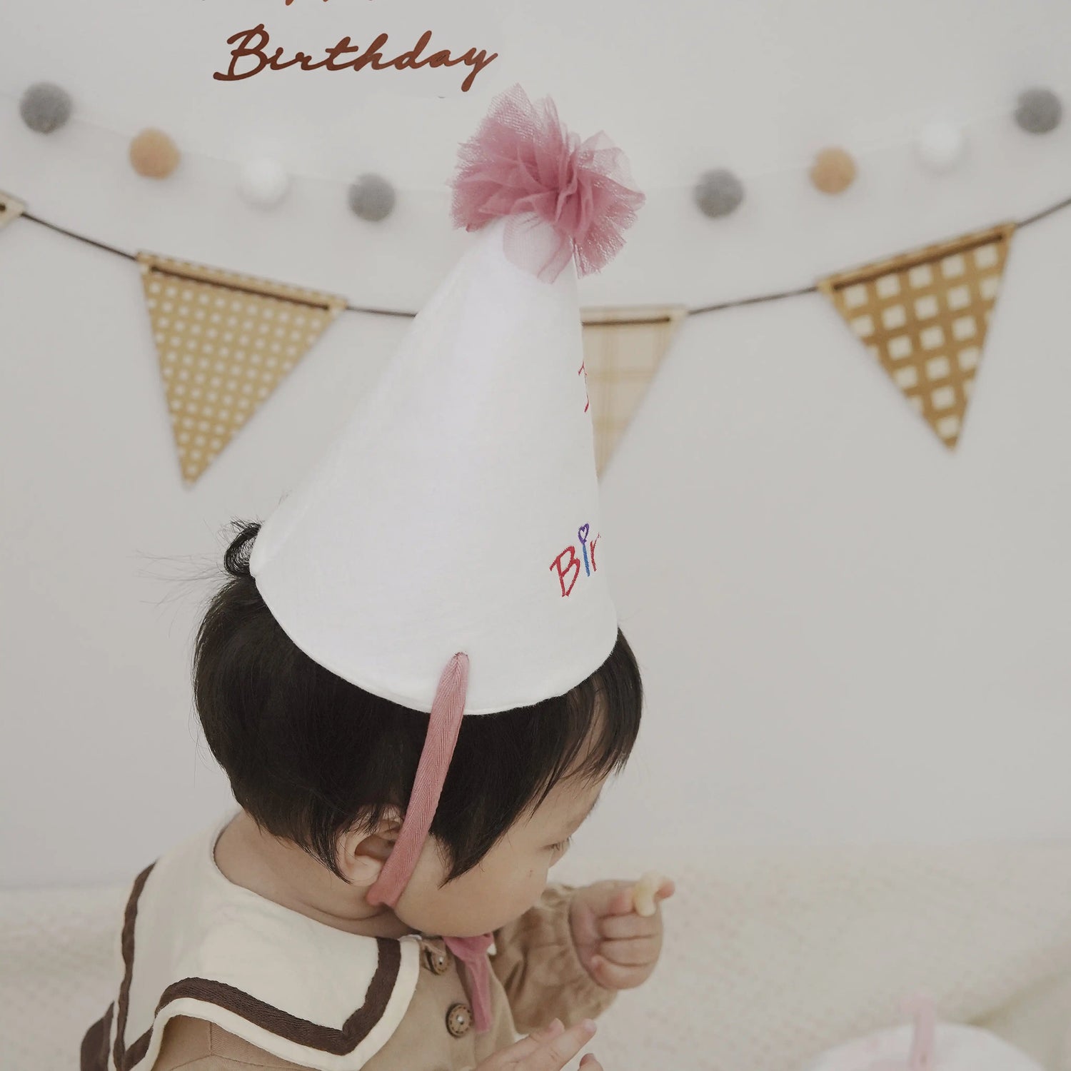 Kids Birthday Party Hat - Safe Soft Photo Prop Cap for Xmas Baby Shower, Adjustable Toddler Headband Taj Home Store