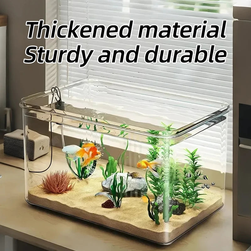 Transparent Aquarium Creative Desktop Fish Tank for Office Home Decor Rectangular(Bare Tank, No Scenery or Stones Included) Taj Home Store