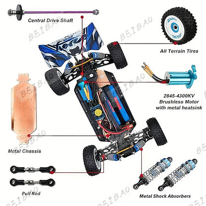WLtoys 124017 (V2) RC Car Vehicle - Brushless Remote Control Vehicle 1:12 suitable for adults, RTR 4WD off-road drift vehicle Taj Home Store