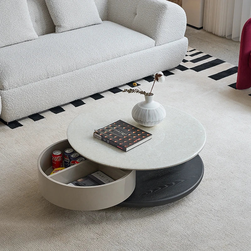 Modern Home Furniture Round Coffee Table with Storage for Living Room Apartment Taj Home Store