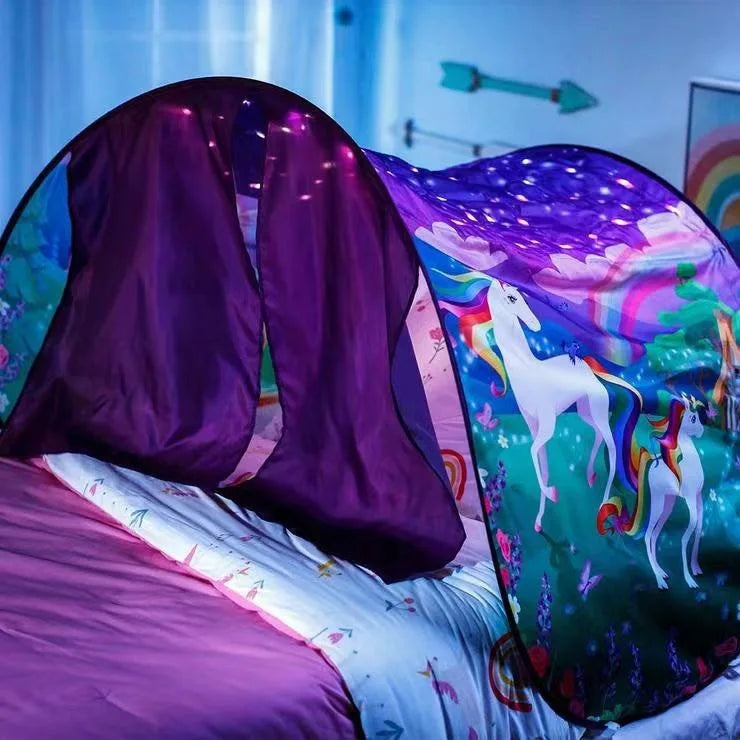 Dream Tent with light show for Kids Bed with Storage Pocket Foldable Kids Tent on Bed Mosquito Net Tent Taj Home Store