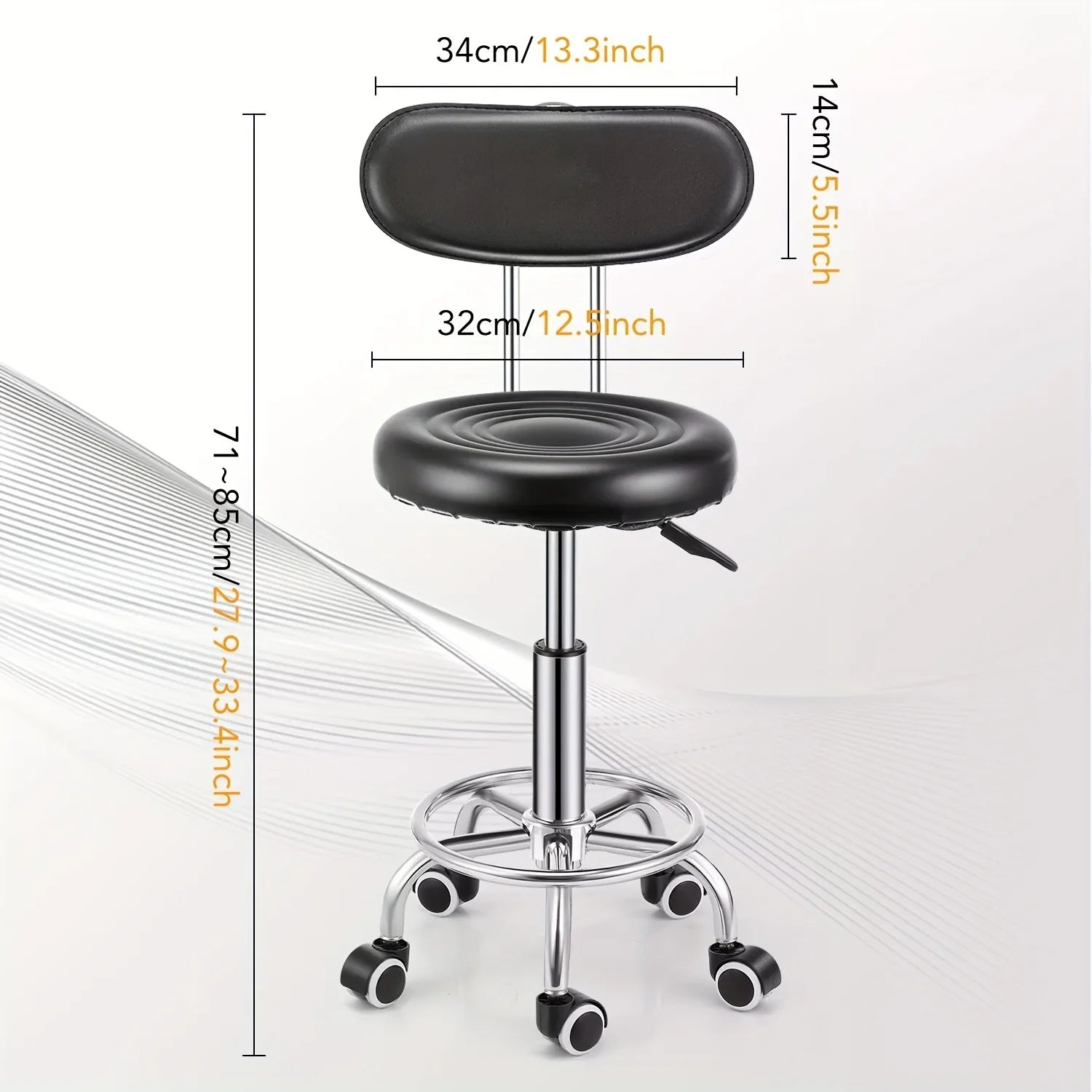 Heavy-Duty 181.44 KG Capacity Bar Stool with Backrest - Hydraulic Height Adjustment, 360° Swivel Base, PU Leather Cushion Taj Home Store