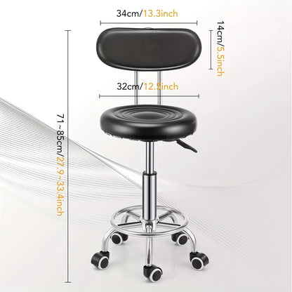 Heavy-Duty 181.44 KG Capacity Bar Stool with Backrest - Hydraulic Height Adjustment, 360° Swivel Base, PU Leather Cushion Taj Home Store