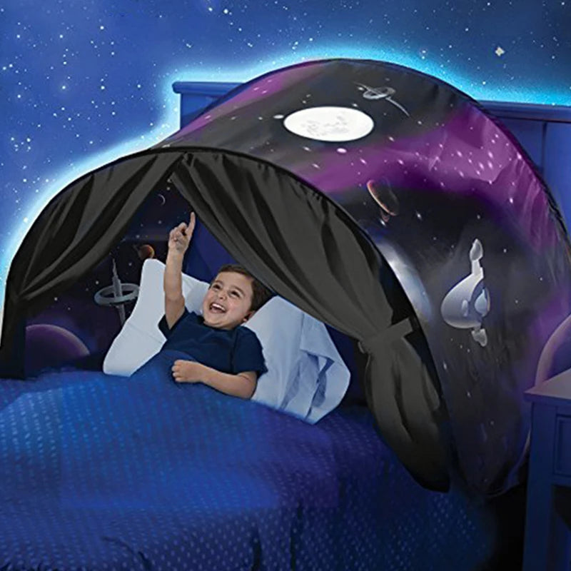 Dream Tent with light show for Kids Bed with Storage Pocket Foldable Kids Tent on Bed Mosquito Net Tent Taj Home Store