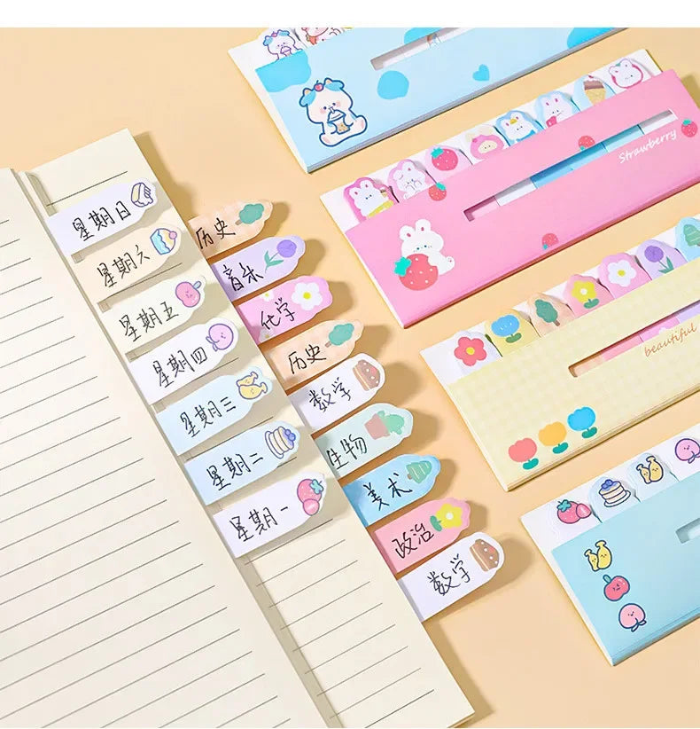 Creative Cute Cartoon Animal Index Stickers Stationery Notebook High Appearance Convenience Stickers Student Supplies Taj Home Store