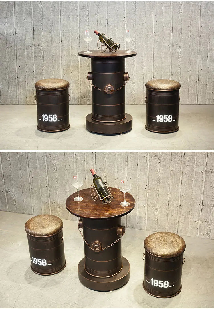 Retro Industrial Bar Stool with Heavy Duty Metal Frame &amp; Leather Bucket Seat,Vintage Style Home Bar Pub Furniture, Easy Assembly Taj Home Store