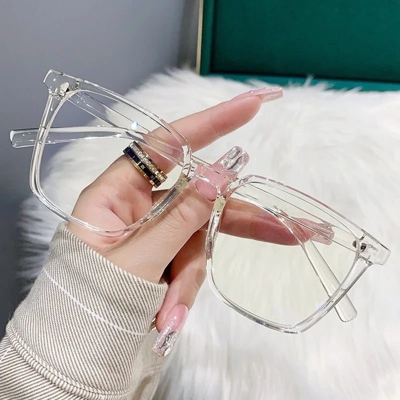 Myopia Glasses, Stylish Retro Square Style For Both Men And Women, Trendy For Students, Plain Face Makeup Style.15951 Taj Home Store