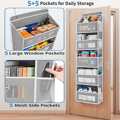 5-Shelf Hanging Storage Organizer - Behind Door, Anti-Tilt, 5 Large Capacity Pockets, Suitable for Bedroom, Bathroom Taj Home Store