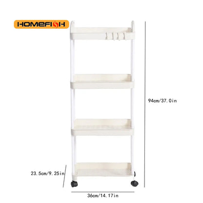Household Multi-layer Small Cart Storage Rack Floor To Floor Kitchen Bedroom Bathroom Storage Rack Storage Rack With Wheels Taj Home Store