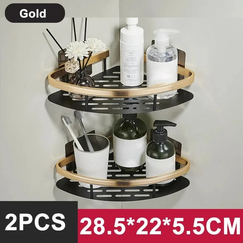 Bathroom Shelf Kitchen Storage Organizer Aluminum Alloy Shampoo Rack Shower Shelf Bathroom Accessories No Drill Shelf Taj Home Store