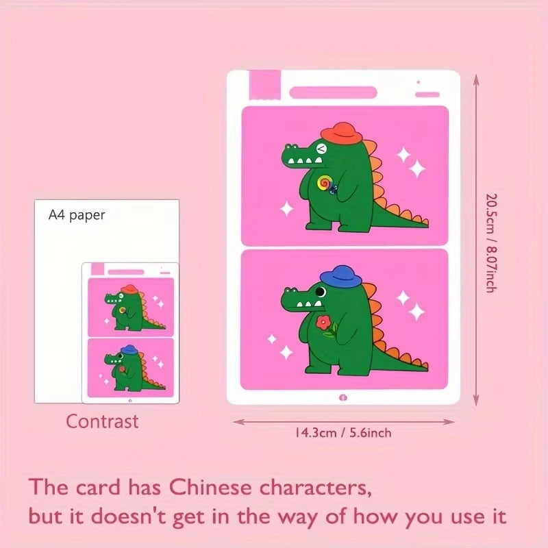 Find Differences Card Game Reusable Cartoon Educational Puzzle for Kids Three Difficulty Levels for Focus Attention Training Taj Home Store