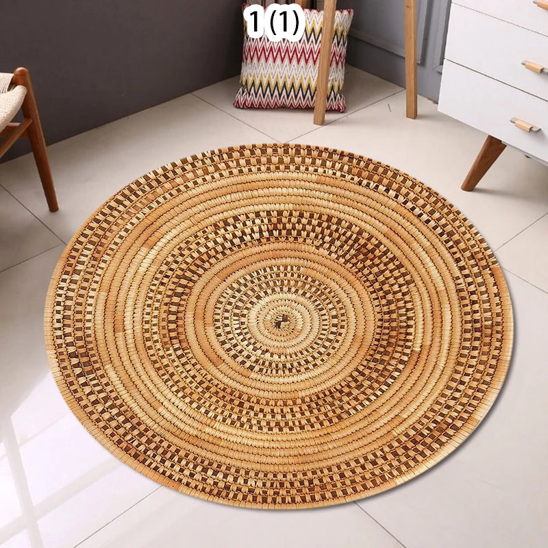 Circular Carpet, Bohemian Floor Mat, Entrance Carpet, Rural Bohemian Home Decor Floor Mat  Living Room Decoration Carpet Bedroom Taj Home Store