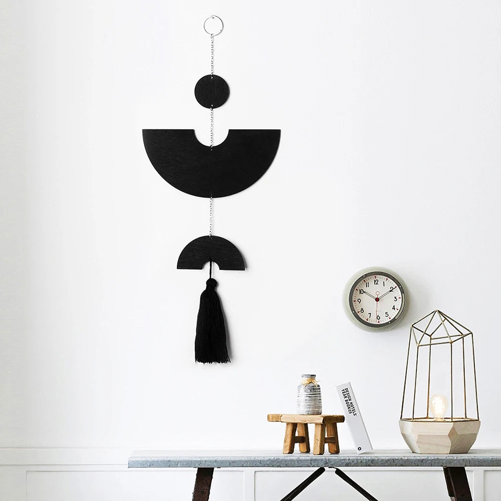 Boho Room Decor Black Wall Art Wood Dream Catcher Geometric Farmhouse Tassel Macrame Wall Hanging Bedroom Rustic Decor for Home Taj Home Store