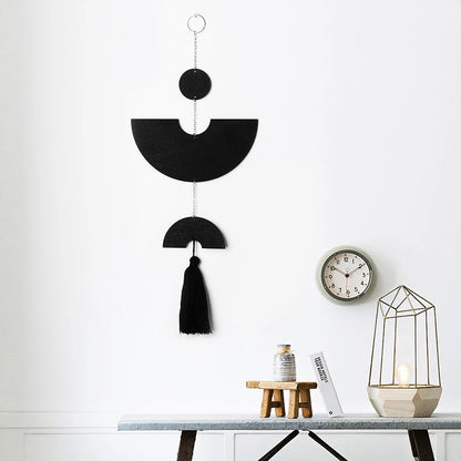 Boho Room Decor Black Wall Art Wood Dream Catcher Geometric Farmhouse Tassel Macrame Wall Hanging Bedroom Rustic Decor for Home Taj Home Store