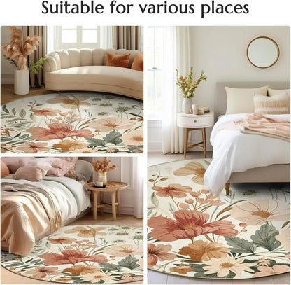 Circular Carpet, Bohemian Floor Mat, Entrance Carpet, Rural Bohemian Home Decor Floor Mat  Living Room Decoration Carpet Bedroom Taj Home Store