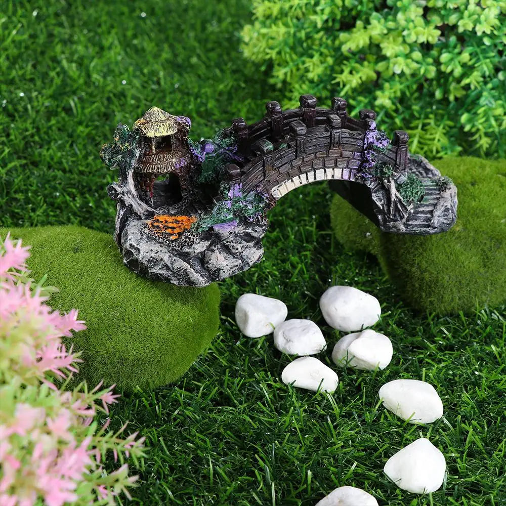 Aquarium Accessories Arbor Tree Plant Fake Landscaping Fish Tank Ornament Artificial Bridge Rockery Resin Aquarium Ornaments Taj Home Store