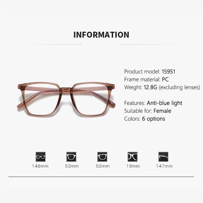 Myopia Glasses, Stylish Retro Square Style For Both Men And Women, Trendy For Students, Plain Face Makeup Style.15951 Taj Home Store