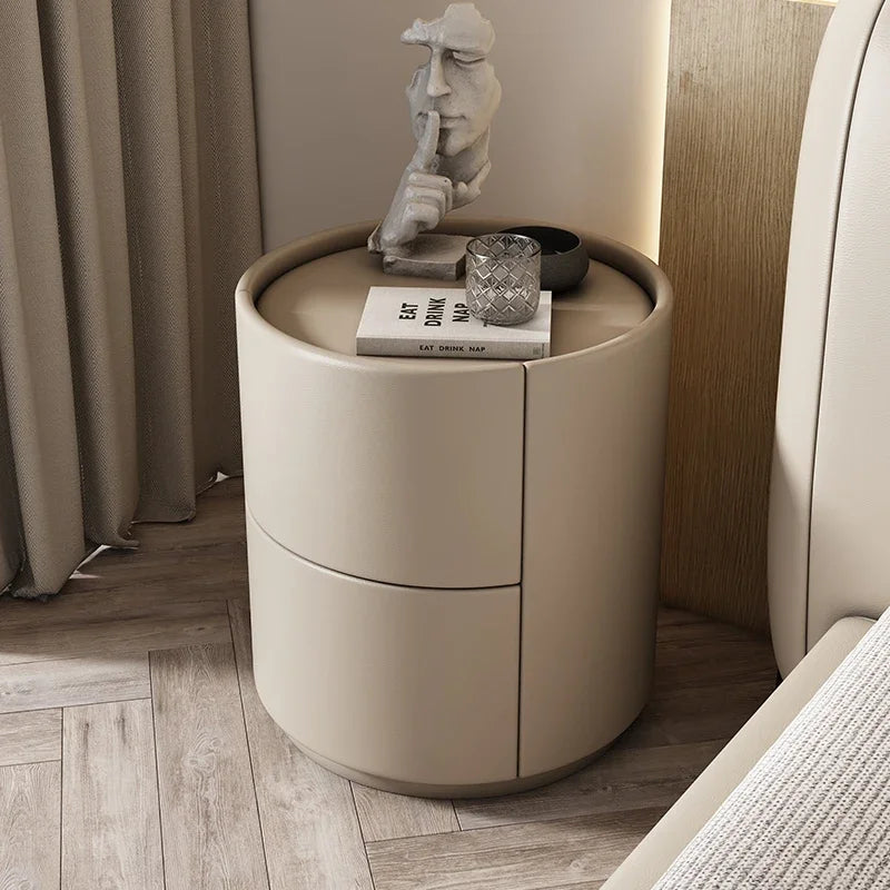 Home Living Room Sofa Side Cabinet, Creative Round Solid Wood Bedside Table, New Simple Modern Small Bedroom Storage Cabinet Taj Home Store