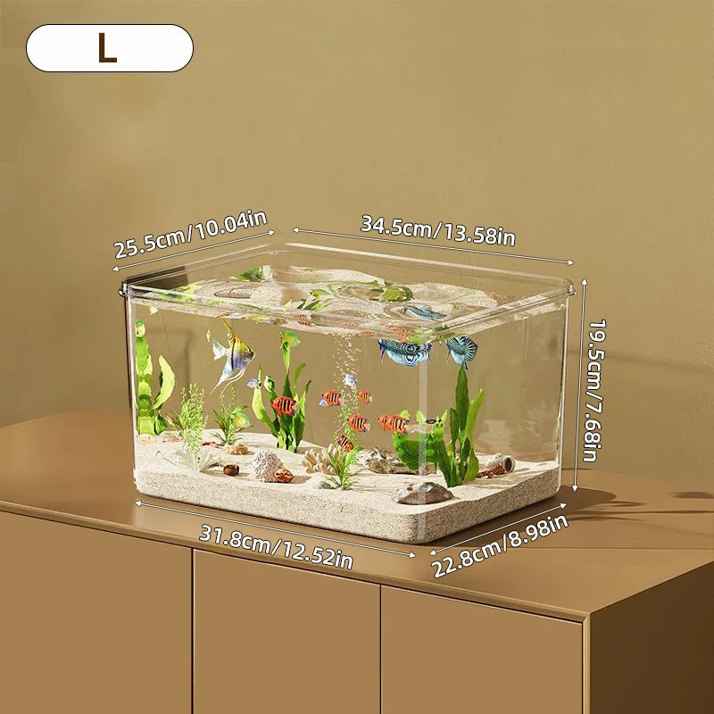 Transparent Aquarium Creative Desktop Fish Tank for Office Home Decor Rectangular(Bare Tank, No Scenery or Stones Included) Taj Home Store