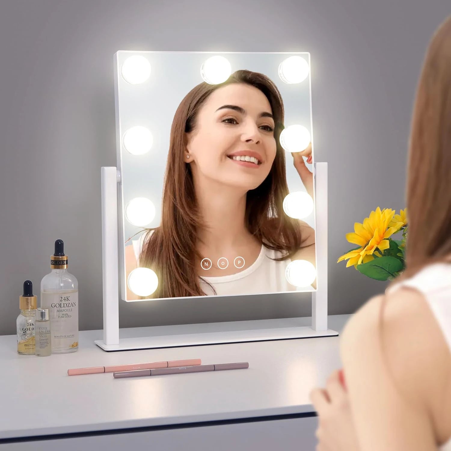 Vanity Mirror with Lights, Makeup Mirror with 3 Color Lighting Modes, Detachable 10X Magnification, Touch Control &amp; 360°Rotation Taj Home Store
