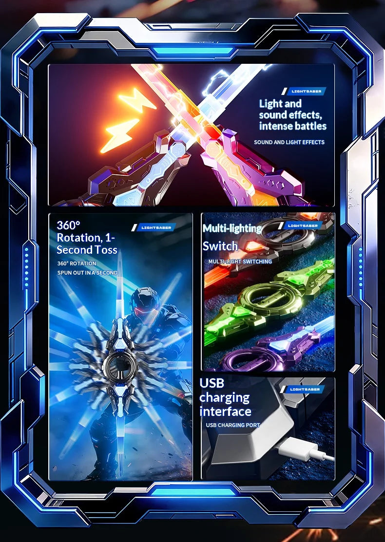 Fire spinning sword, double-edged light sword, children&