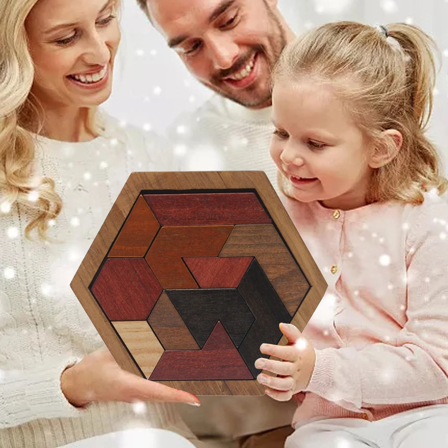 Hexagonal Wooden Geometric Shape Jigsaw Puzzles Chess Game Board Montessori Toys Brain Teaser Educational Intelligence Toys Taj Home Store