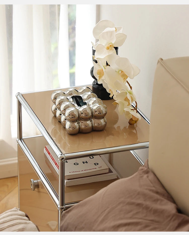 Bedside Table Milk White Bedroom Modern Minimalist Living Room Side Cabinet Storage Cabinet Taj Home Store