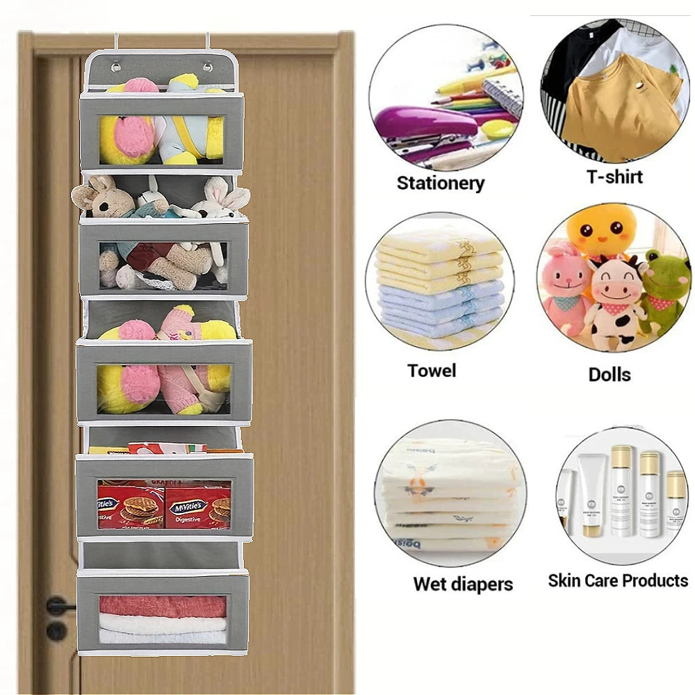5-Shelf Hanging Storage Organizer - Behind Door, Anti-Tilt, 5 Large Capacity Pockets, Suitable for Bedroom, Bathroom Taj Home Store