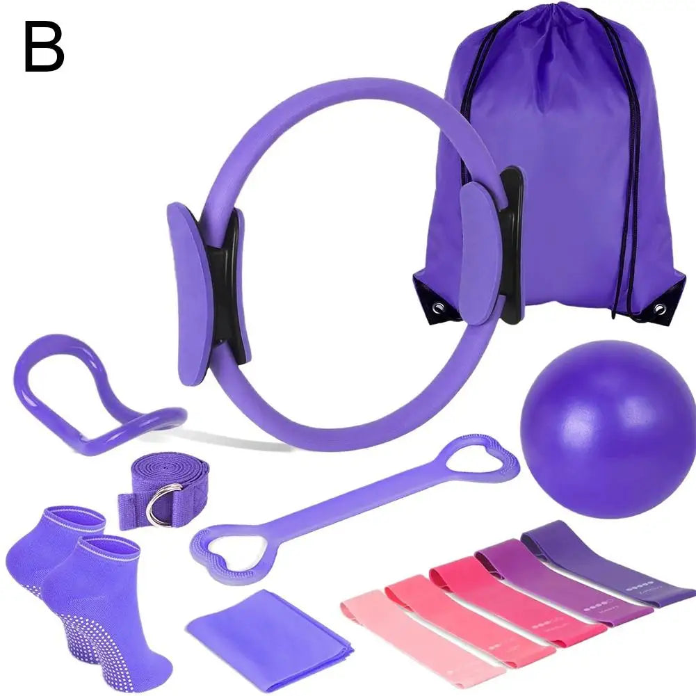 Pilates Ring Set 13 Pcs - Home Gym Equipment for Strength Training, Toning &amp; Stretching incl. Yoga Accessories - All Levels Taj Home Store