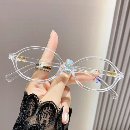 Elliptical Artistic Style Myopia Glasses Retro Small Frame Flat Lenses Ultra Light Finished Near Sight Eyewear Fashion Goggles Taj Home Store