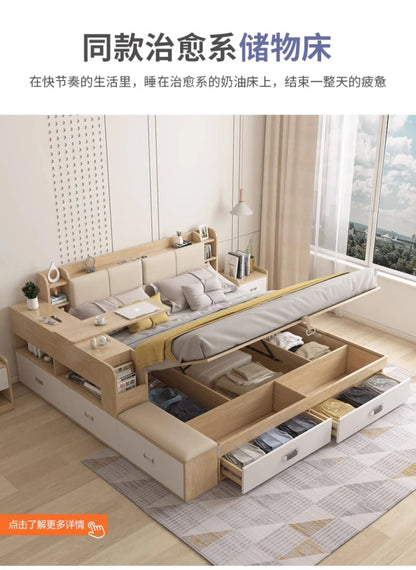 Unique Bedroom Bed Aesthetic Modern Girls Storage Luxury Bed Lounge Sleeping Headboard Letto Matrimoniale Home Accessories Taj Home Store