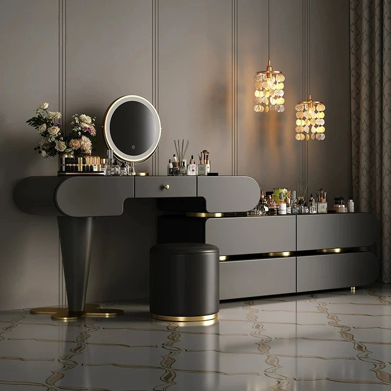 Bedroom Dressing Table Dresser Desks Makeup Mirror Storage Cabinet Light Luxury Premium Vanity Desk Toiletries Tables Furniture Taj Home Store